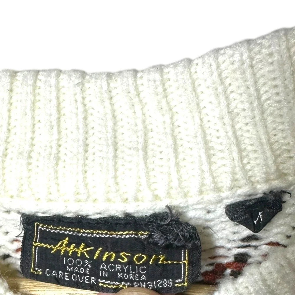 Atkinson Cream Size M Fair Isle Knit Sweater‎ Women's Long Sleeve Crew Neck